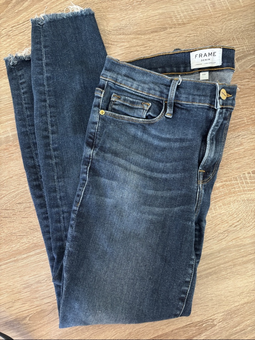 Frame Denim Mid-Rise Dark Blue Skinny Jeans